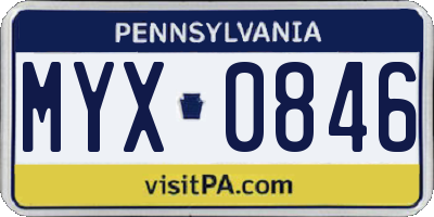 PA license plate MYX0846