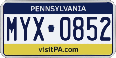PA license plate MYX0852
