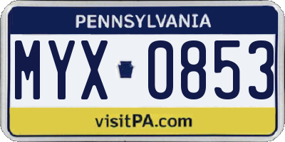 PA license plate MYX0853
