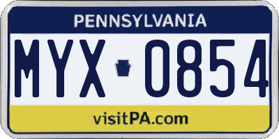 PA license plate MYX0854