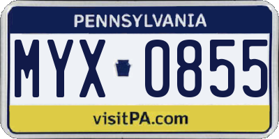 PA license plate MYX0855