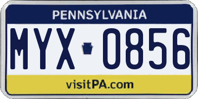 PA license plate MYX0856