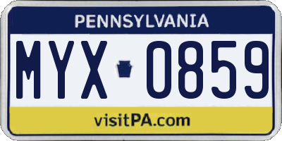 PA license plate MYX0859