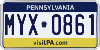 PA license plate MYX0861