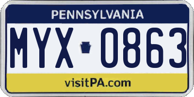 PA license plate MYX0863