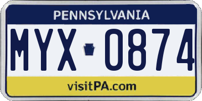 PA license plate MYX0874