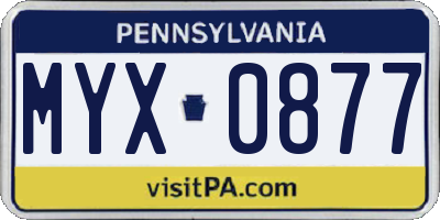 PA license plate MYX0877