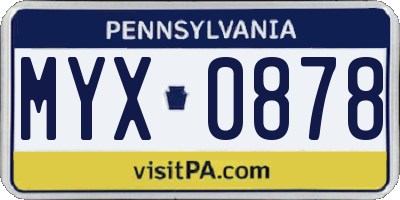 PA license plate MYX0878