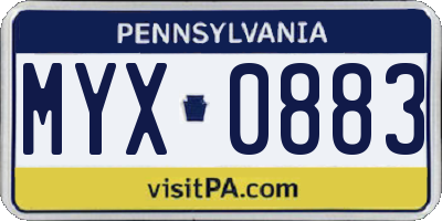 PA license plate MYX0883