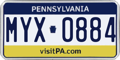 PA license plate MYX0884