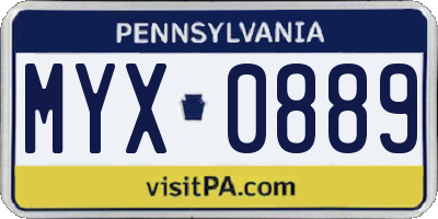 PA license plate MYX0889