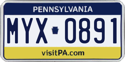 PA license plate MYX0891