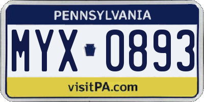 PA license plate MYX0893