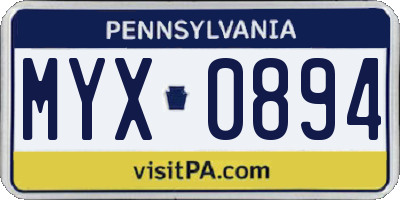 PA license plate MYX0894