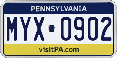PA license plate MYX0902