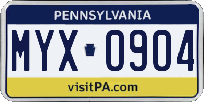 PA license plate MYX0904