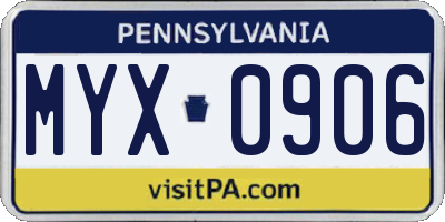 PA license plate MYX0906