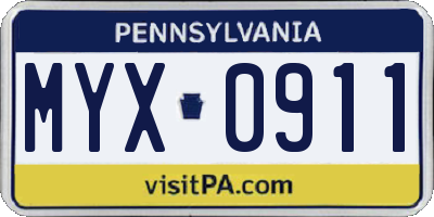 PA license plate MYX0911