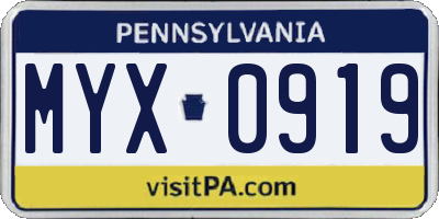 PA license plate MYX0919
