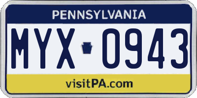 PA license plate MYX0943