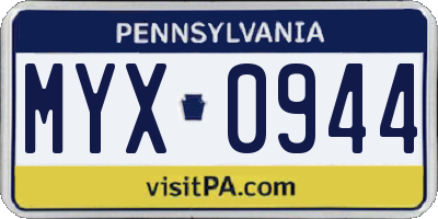 PA license plate MYX0944