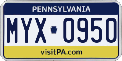 PA license plate MYX0950