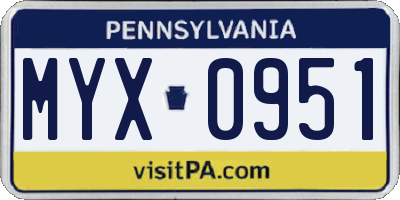 PA license plate MYX0951