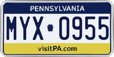 PA license plate MYX0955