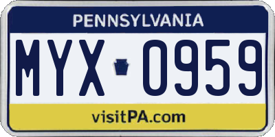 PA license plate MYX0959