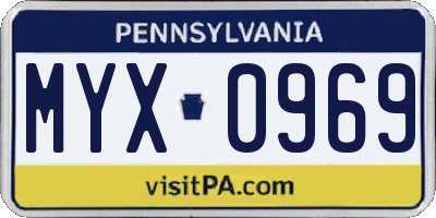 PA license plate MYX0969