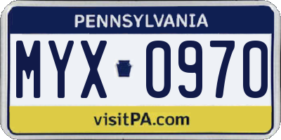 PA license plate MYX0970
