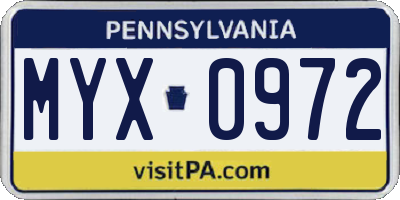 PA license plate MYX0972