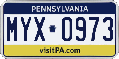 PA license plate MYX0973