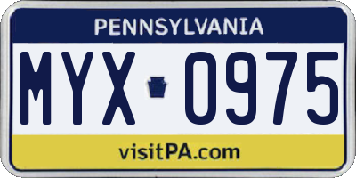 PA license plate MYX0975