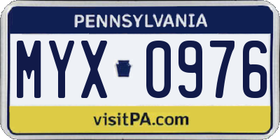 PA license plate MYX0976