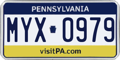 PA license plate MYX0979
