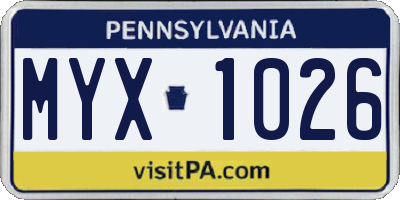 PA license plate MYX1026