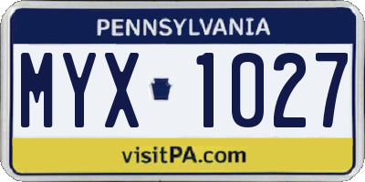 PA license plate MYX1027
