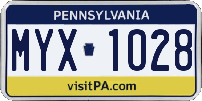 PA license plate MYX1028