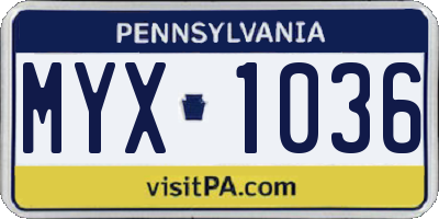 PA license plate MYX1036