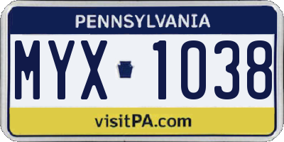 PA license plate MYX1038