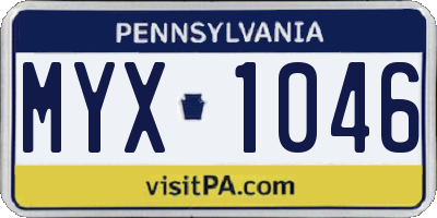 PA license plate MYX1046