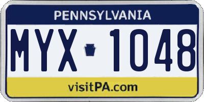 PA license plate MYX1048