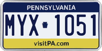 PA license plate MYX1051