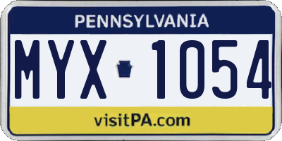 PA license plate MYX1054