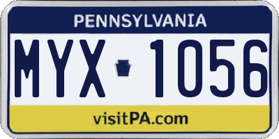 PA license plate MYX1056
