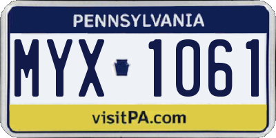 PA license plate MYX1061