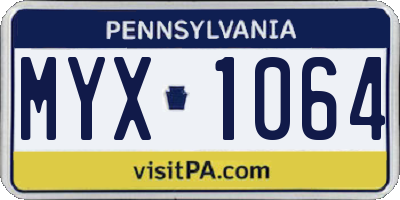 PA license plate MYX1064