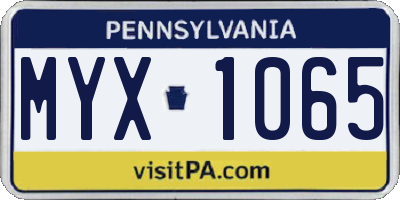 PA license plate MYX1065