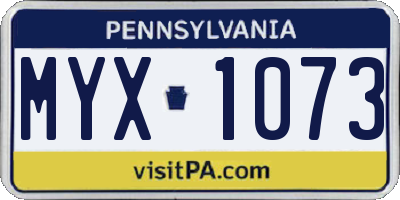 PA license plate MYX1073